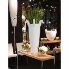 مزهرية داخلية طويلة من السيراميك الأبيض أو الذهبي اللامع، صنع في إيطاليا - جاكي Viadurini