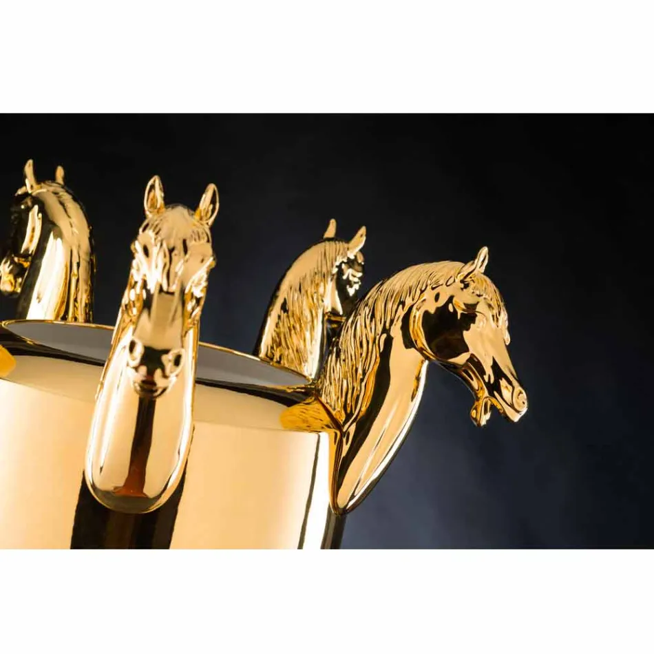 مزهرية داخلية طويلة من السيراميك الأبيض أو الذهبي اللامع، صنع في إيطاليا - جاكي Viadurini