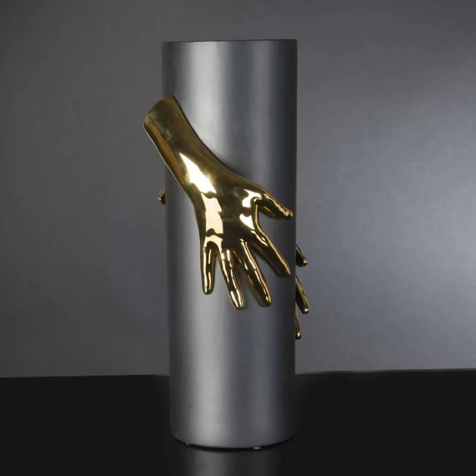 مزهرية سيراميك داخلية طويلة مصنوعة يدويًا في إيطاليا - مونتي Viadurini