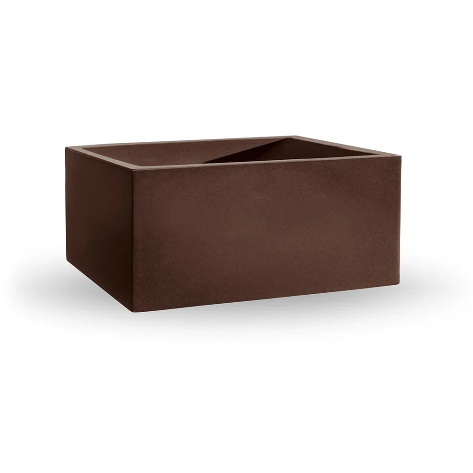 مزهرية خارجية مستطيلة ملونة من البولي إيثيلين، صنع في إيطاليا - رمادي Viadurini