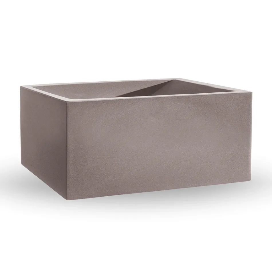 مزهرية خارجية مستطيلة ملونة من البولي إيثيلين، صنع في إيطاليا - رمادي Viadurini