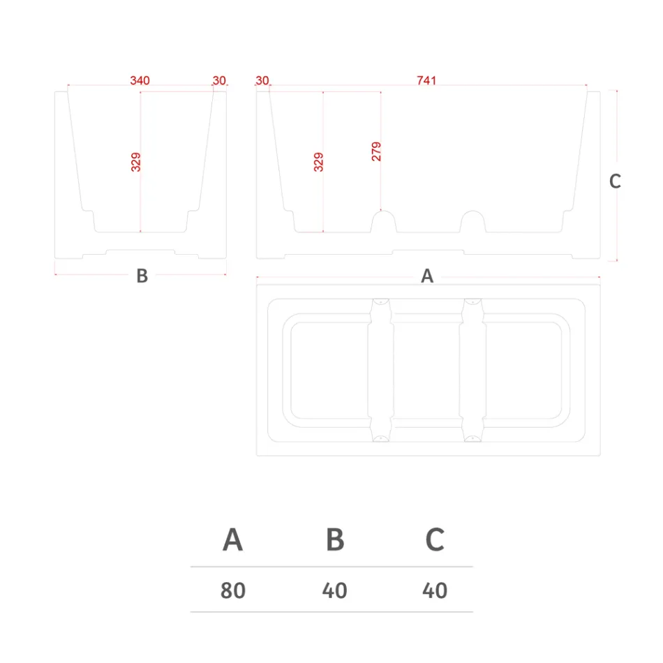 مزهرية خارجية مستطيلة ملونة من البولي إيثيلين، صنع في إيطاليا - رمادي Viadurini