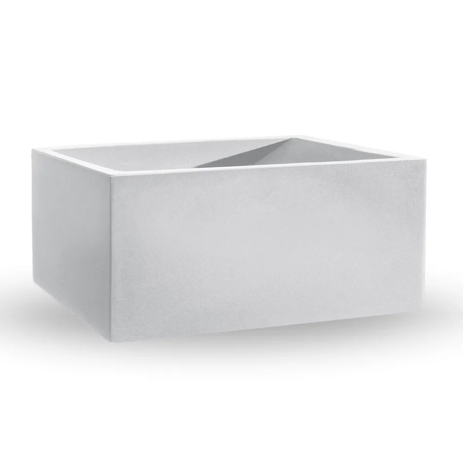 مزهرية خارجية مستطيلة ملونة من البولي إيثيلين، صنع في إيطاليا - رمادي Viadurini