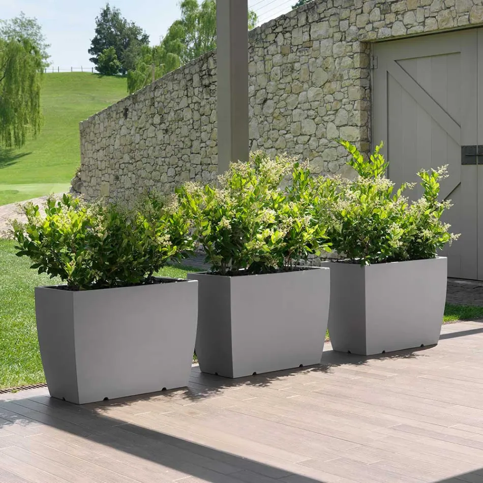 مزهرية خارجية مستطيلة من البولي إيثيلين، صنع في إيطاليا - ألبارون Viadurini