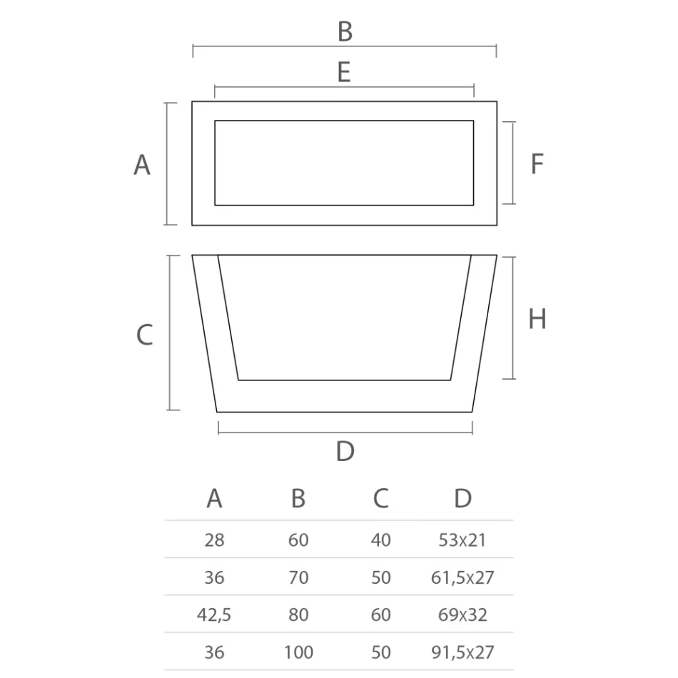 مزهرية خارجية مستطيلة من البولي إيثيلين، صنع في إيطاليا - ألبارون Viadurini