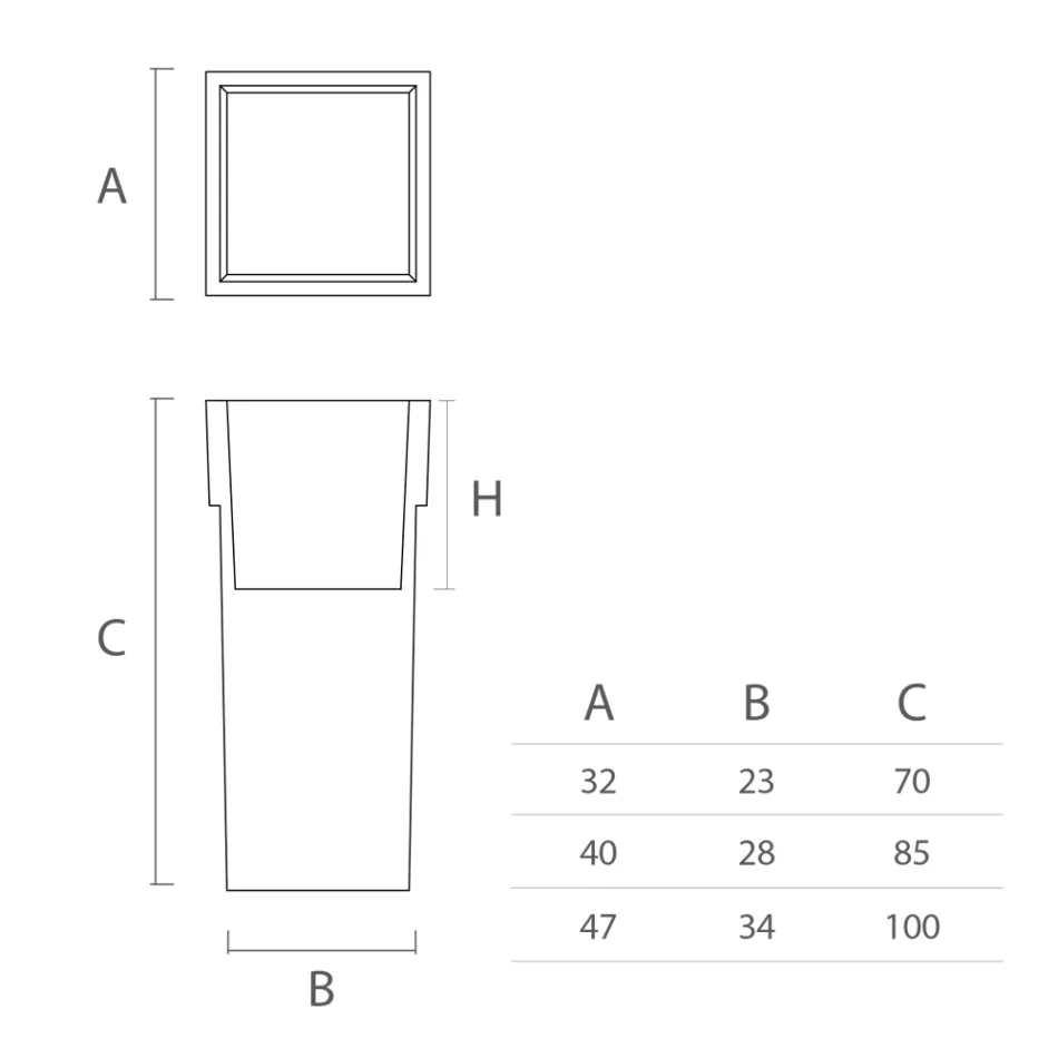 وعاء حديقة مربع من البولي إيثيلين الملون صنع في إيطاليا - فيدال Viadurini