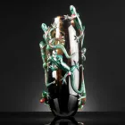 مزهرية داخلية مصنوعة يدويًا من الزجاج الملون مع أبو بريص، صنع في إيطاليا - جيكو Viadurini