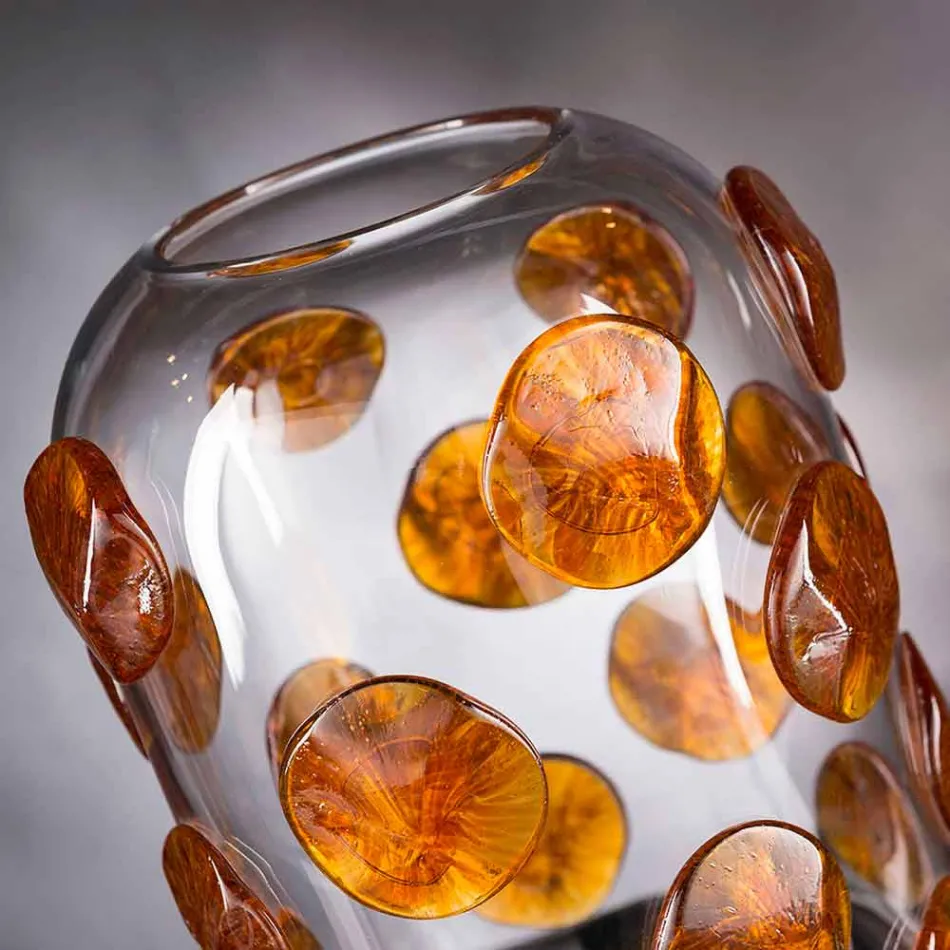 مزهرية داخلية من زجاج مورانو بتفاصيل ملونة، صنع في إيطاليا - ميرتوس Viadurini