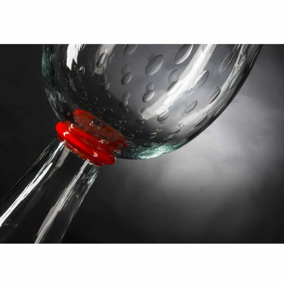 مزهرية داخلية من زجاج مورانو بتفاصيل حمراء، صنع في إيطاليا - كوبرنيكوس Viadurini