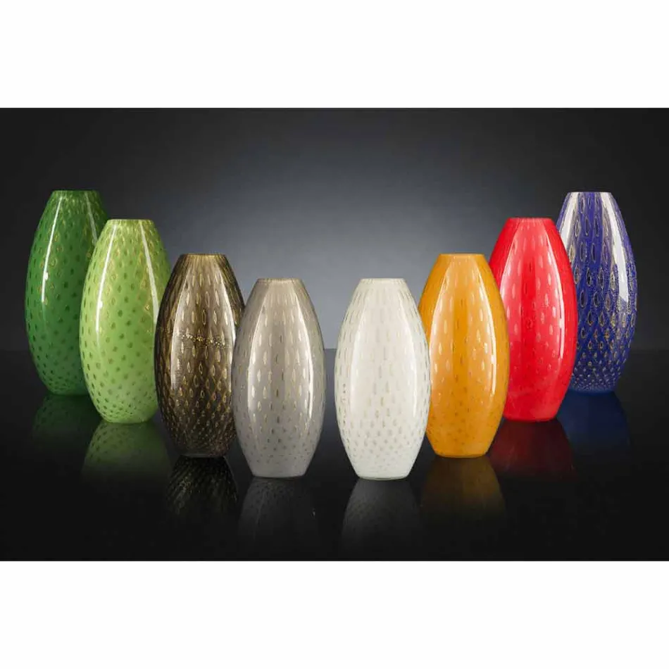 مزهرية داخلية من زجاج مورانو المنفوخ الملون، صنع في إيطاليا - أسبر Viadurini