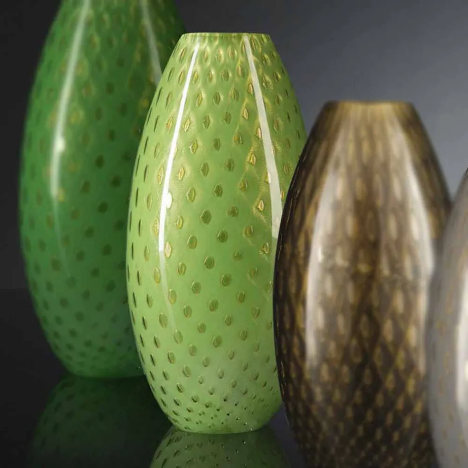 مزهرية داخلية من زجاج مورانو المنفوخ الملون، صنع في إيطاليا - أسبر Viadurini