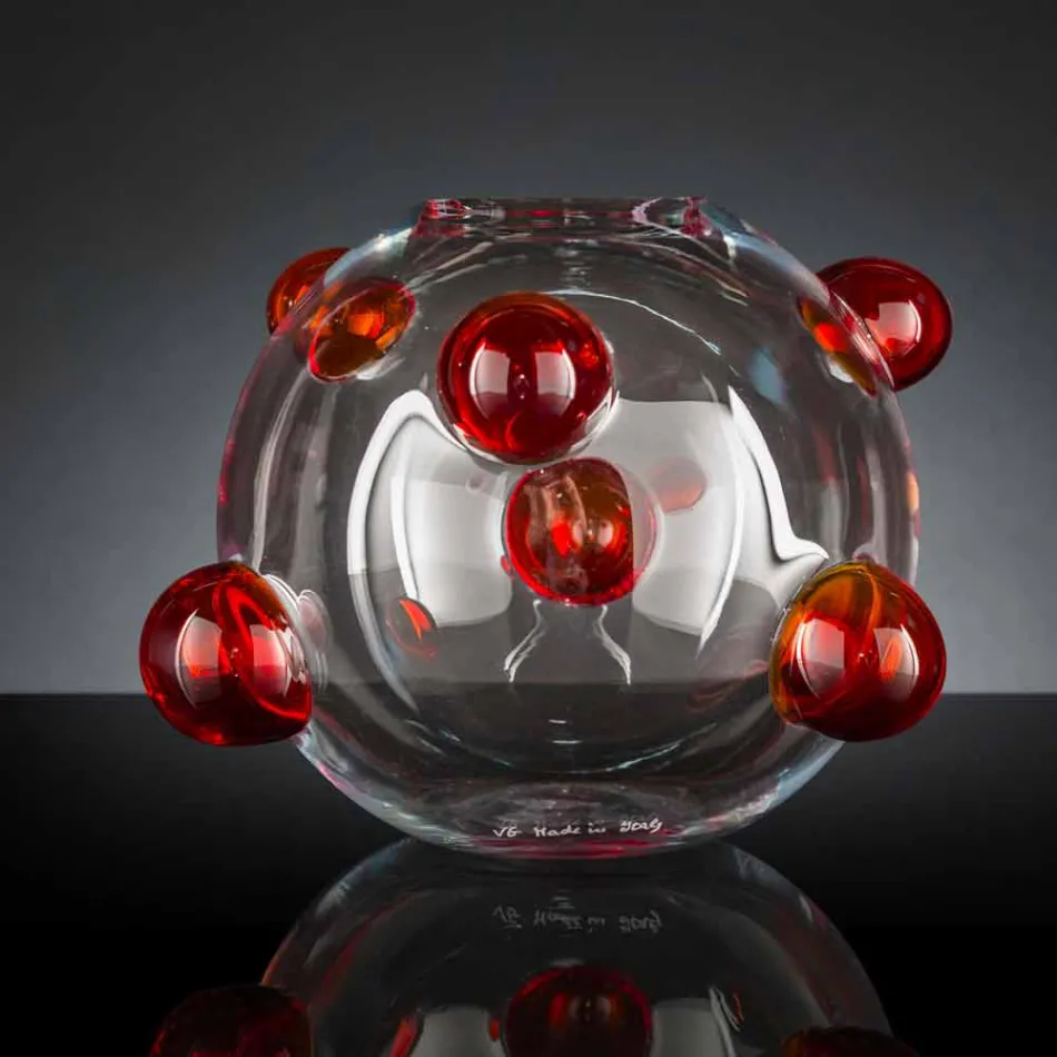 مزهرية دائرية داخلية من زجاج مورانو المنفوخ، صنع في إيطاليا - أستور Viadurini