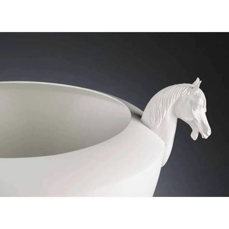 مزهرية مزخرفة مصنوعة يدويًا من السيراميك الأبيض أو الذهب عيار 24 قيراطًا، صنع في إيطاليا - جاكسي Viadurini