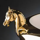 مزهرية مزخرفة مصنوعة يدويًا من السيراميك الأبيض أو الذهب عيار 24 قيراطًا، صنع في إيطاليا - جاكسي Viadurini