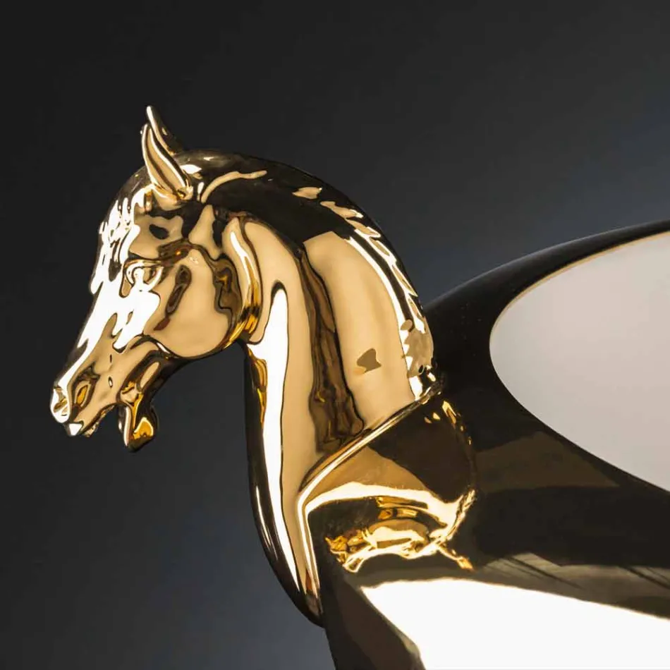 مزهرية مزخرفة مصنوعة يدويًا من السيراميك الأبيض أو الذهب عيار 24 قيراطًا، صنع في إيطاليا - جاكسي Viadurini