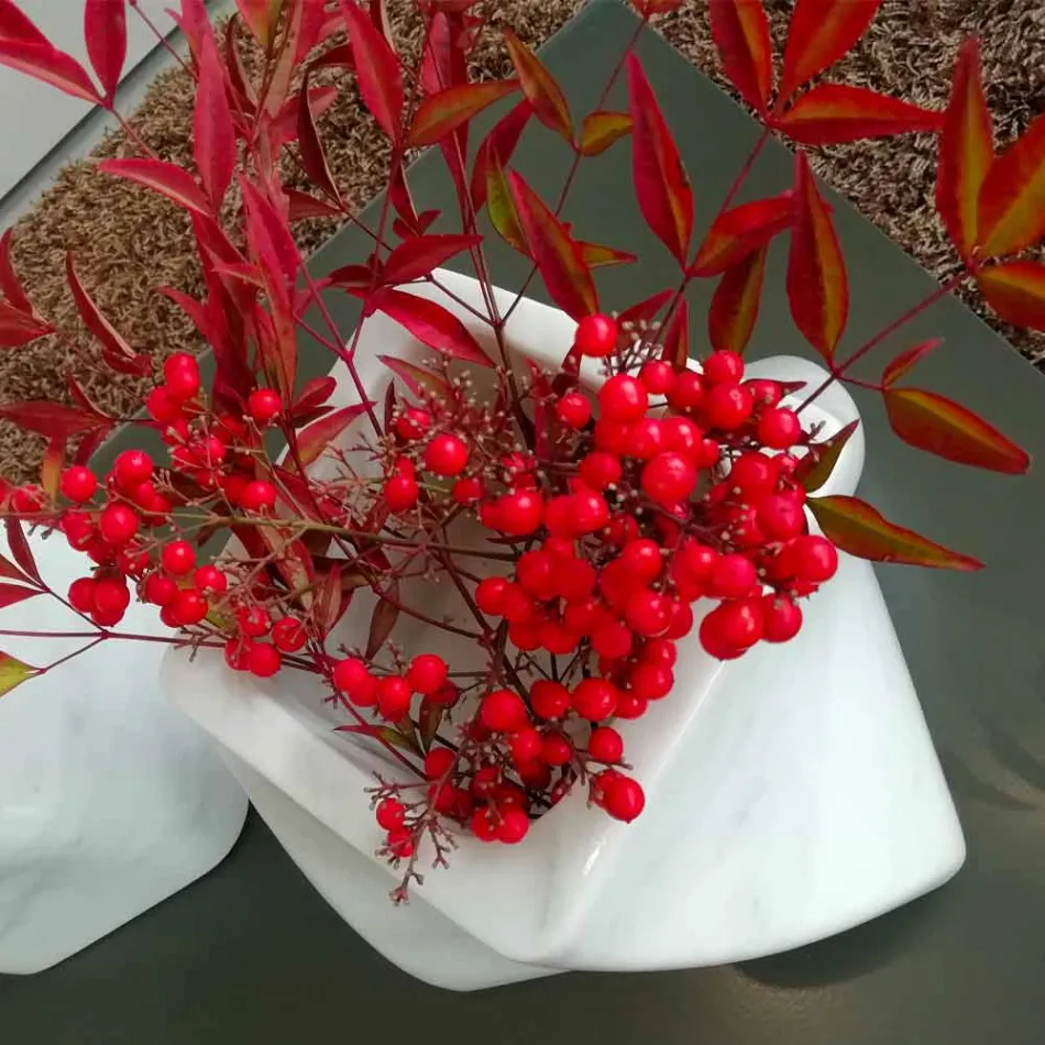 مزهرية بتصميم زخرفي من رخام بارديجليو أو كارارا، صنع في إيطاليا - بريزما Viadurini