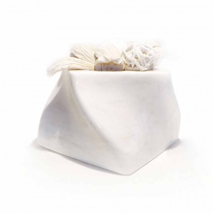 مزهرية بتصميم زخرفي من رخام بارديجليو أو كارارا، صنع في إيطاليا - بريزما Viadurini