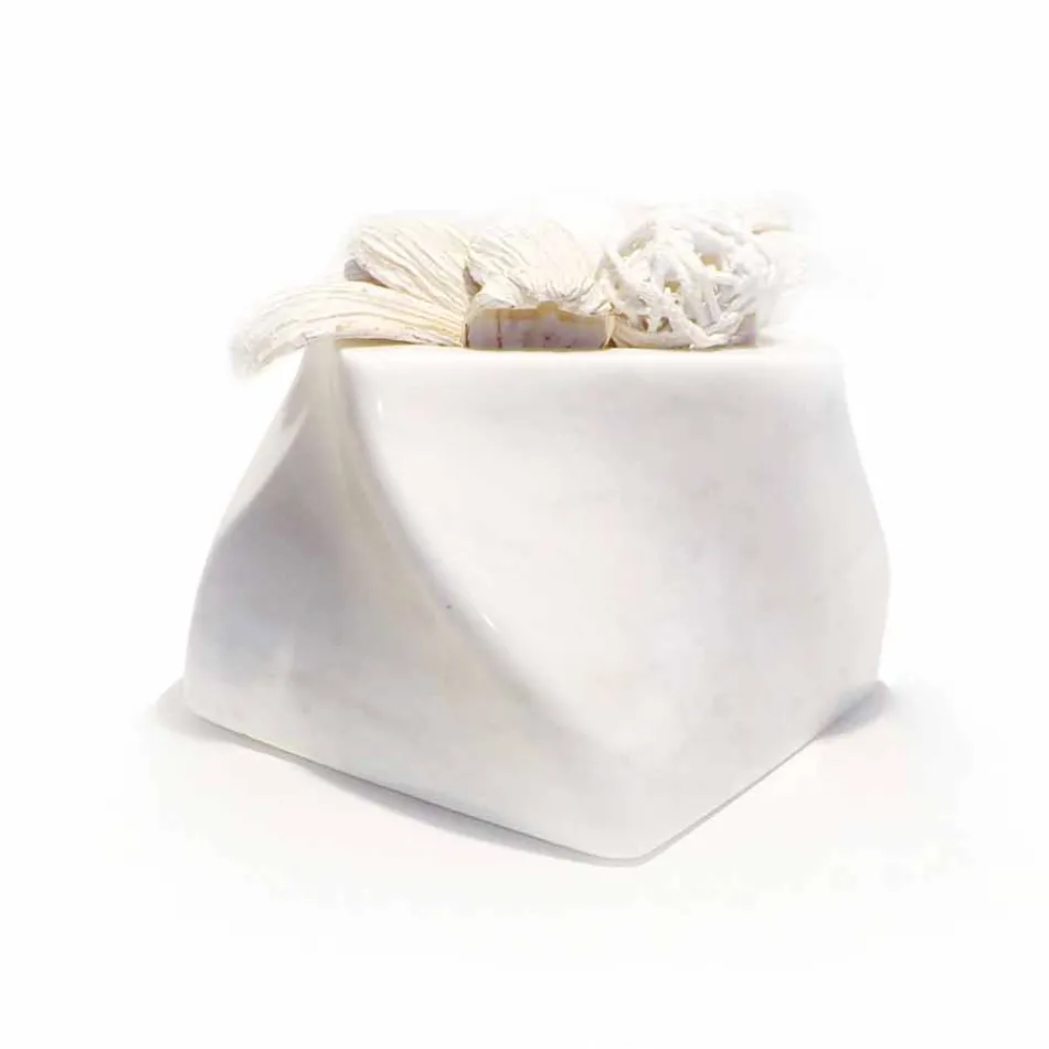 مزهرية بتصميم زخرفي من رخام بارديجليو أو كارارا، صنع في إيطاليا - بريزما Viadurini