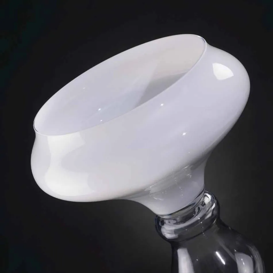 مزهرية زخرفية حديثة باللون الأبيض والزجاج الشفاف، صنع في إيطاليا - فولكانو Viadurini