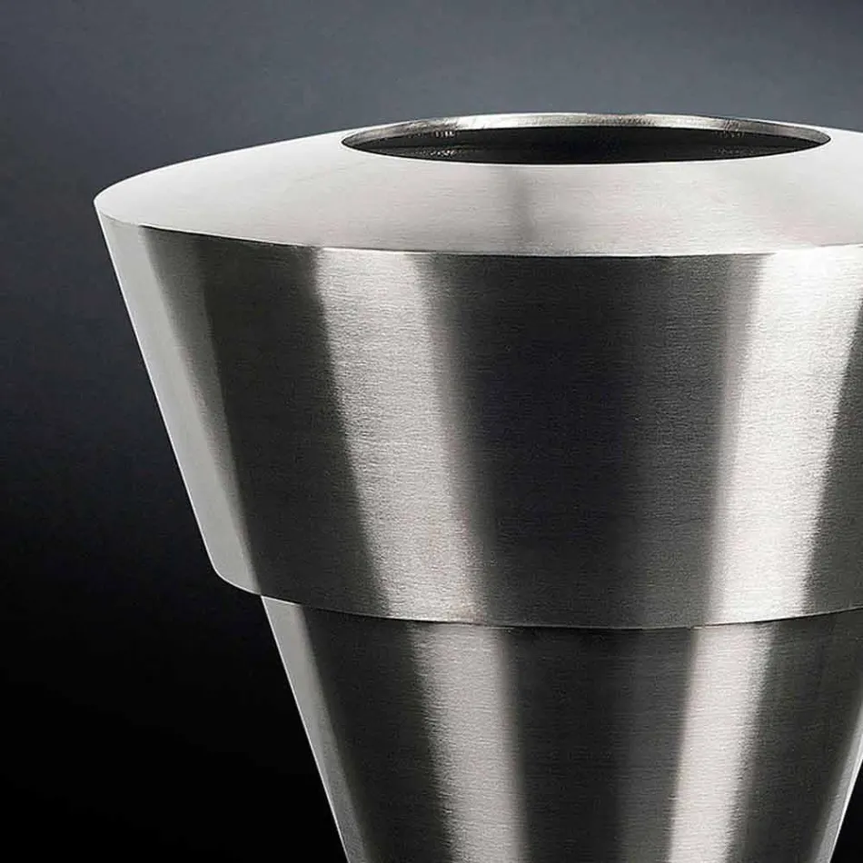 مزهرية ديكورية داخلية من الفولاذ الساتان، صنع في إيطاليا - جاردينو Viadurini