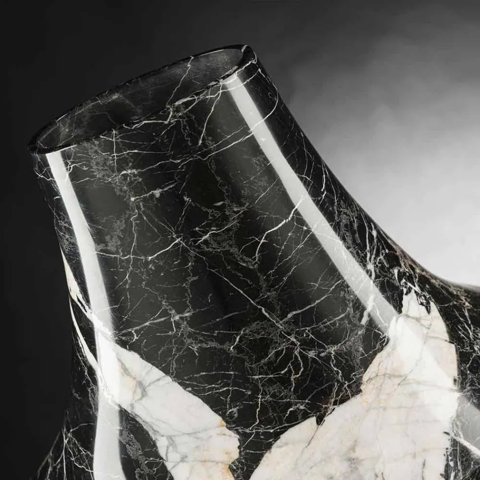مزهرية داخلية أنيقة من الرخام الأبيض والأسود مصنوعة في إيطاليا - أصلية Viadurini