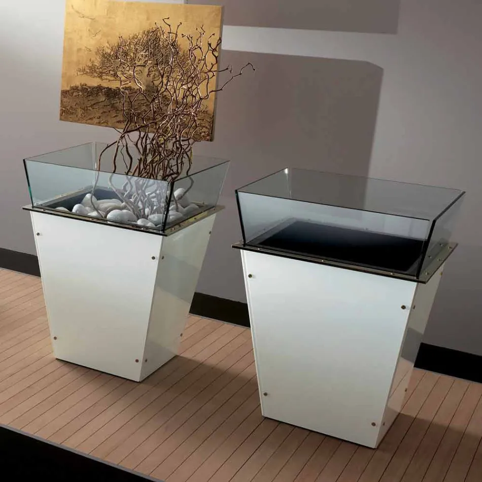 مزهرية زجاجية قائمة بذاتها وألواح قابلة للتبديل ثلاثية الأبعاد - جنة Viadurini