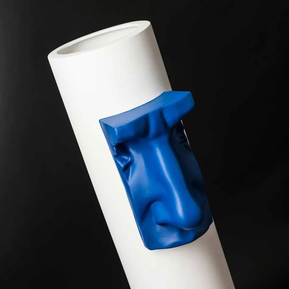 مزهرية سيراميك بيضاء مع حشوة ملونة مصنوعة يدويًا في إيطاليا - مونتي Viadurini