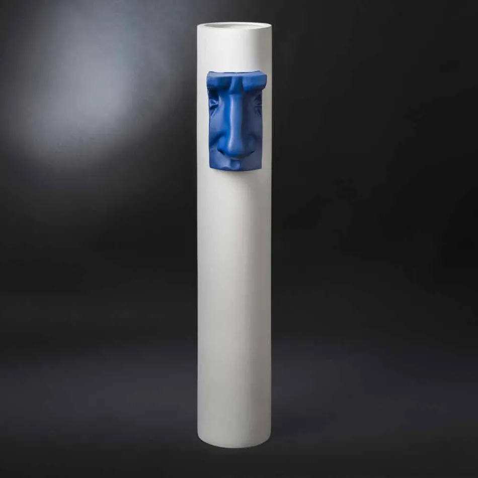 مزهرية سيراميك بيضاء مع حشوة ملونة مصنوعة يدويًا في إيطاليا - مونتي Viadurini