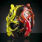 مزهرية زجاجية ملونة عليها رسومات أبو بريص مصنوعة يدويًا في إيطاليا - جيكو Viadurini