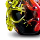 مزهرية زجاجية ملونة عليها رسومات أبو بريص مصنوعة يدويًا في إيطاليا - جيكو Viadurini