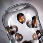 مزهرية مورانو الزجاجية المنفوخة بتفاصيل ملونة، صنع في إيطاليا - تراباني Viadurini