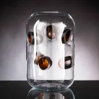 مزهرية مورانو الزجاجية المنفوخة بتفاصيل ملونة، صنع في إيطاليا - تراباني Viadurini