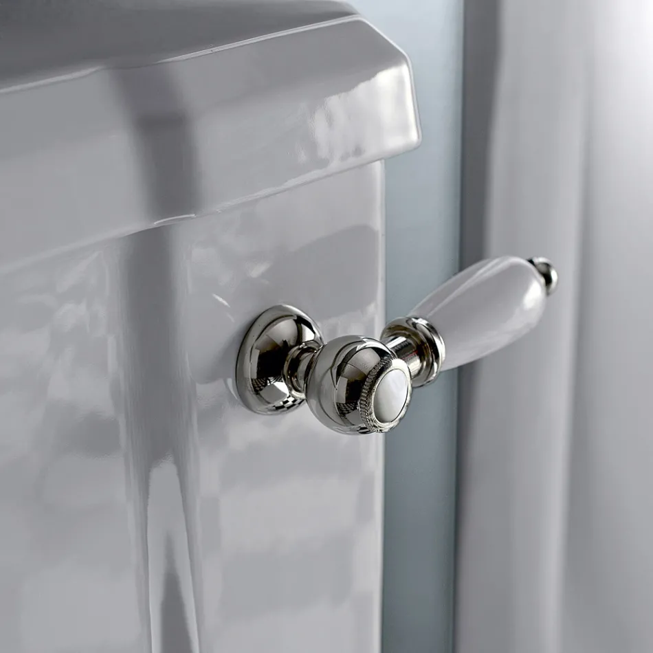 مزهرية كلاسيكية أحادية الكتلة من السيراميك الأبيض، صنع في إيطاليا - مروة Viadurini