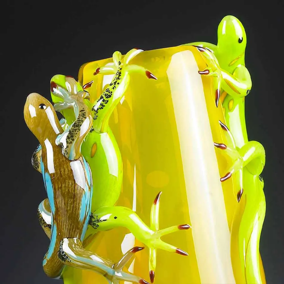 مزهرية زجاجية ملونة مزخرفة مصنوعة يدويًا في إيطاليا - جيكو Viadurini