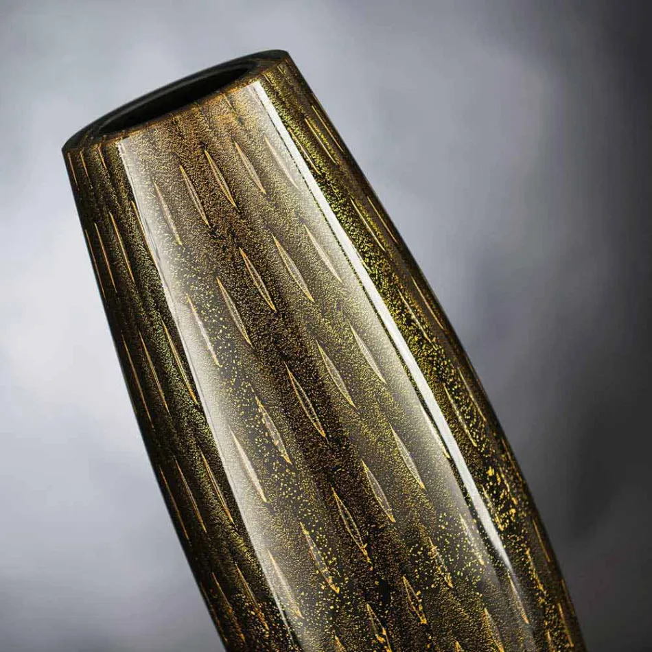 مزهرية مزخرفة من زجاج مورانو المنفوخ الملون، صنع في إيطاليا - أسبر Viadurini