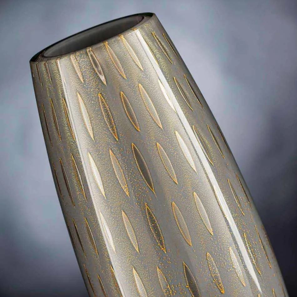 مزهرية مزخرفة من زجاج مورانو المنفوخ الملون، صنع في إيطاليا - أسبر Viadurini