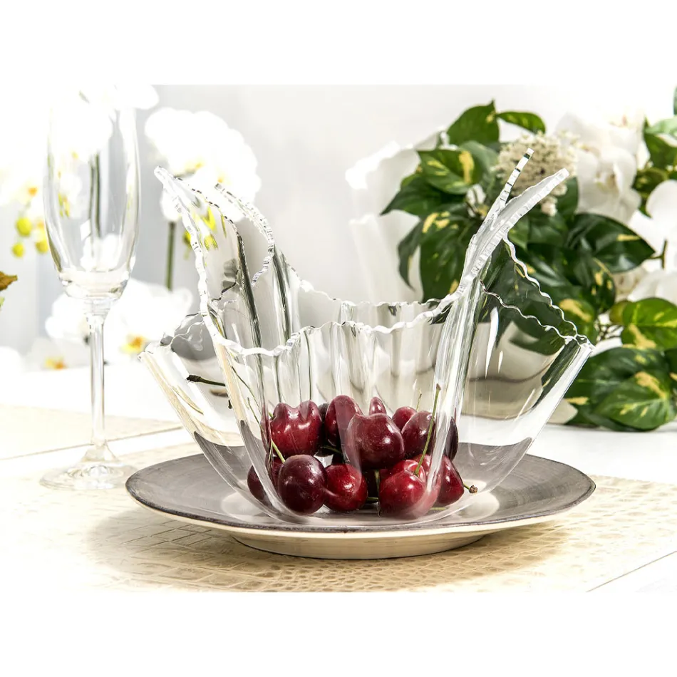 مزهرية من زجاج شبكي ملون قابلة لإعادة التدوير، قطعتان، مقاسان - غابريا Viadurini