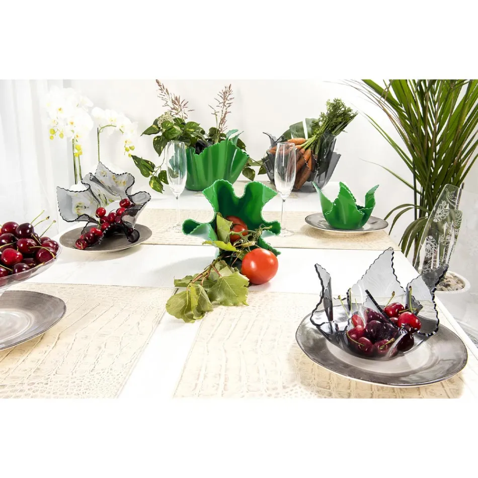 مزهرية من زجاج شبكي ملون قابلة لإعادة التدوير، قطعتان، مقاسان - غابريا Viadurini