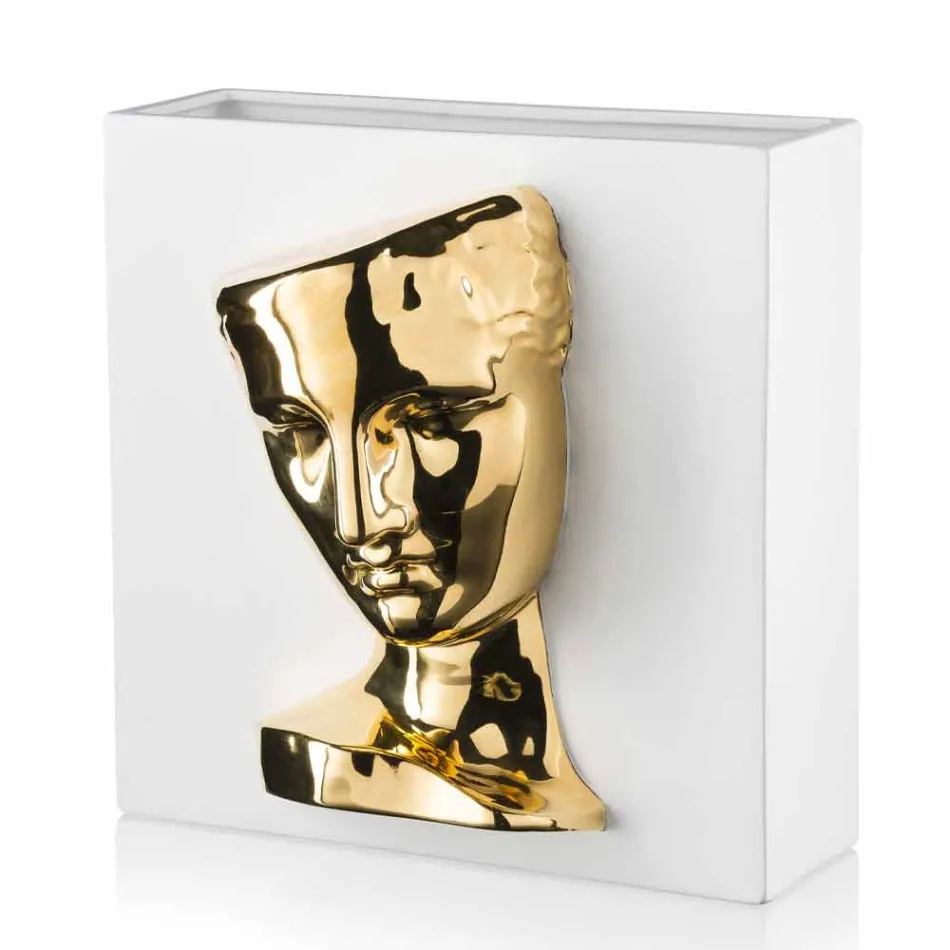 مزهرية مستطيلة حديثة من السيراميك الملون، مصنوعة يدويًا في إيطاليا - لوكاس Viadurini