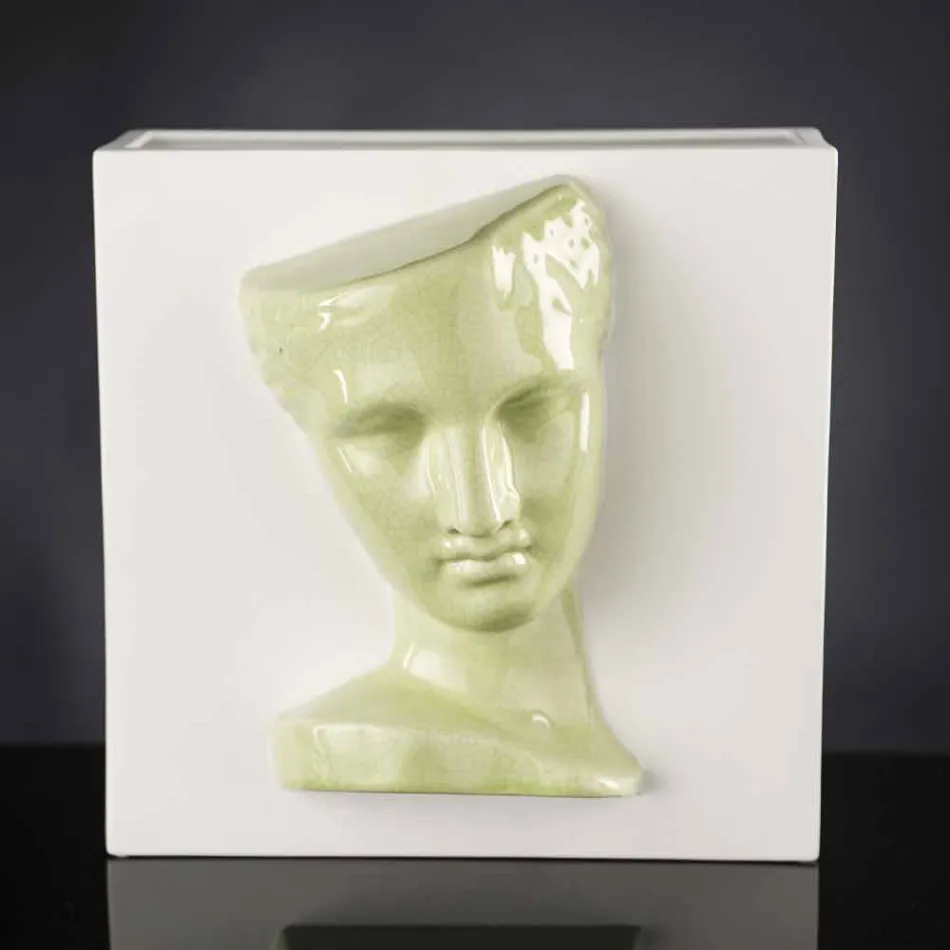 مزهرية مستطيلة حديثة من السيراميك الملون، مصنوعة يدويًا في إيطاليا - لوكاس Viadurini