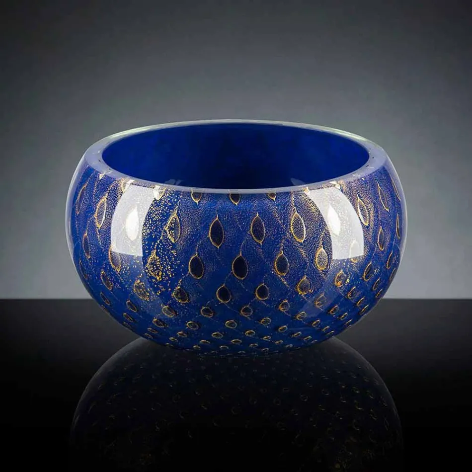 مزهرية دائرية داخلية من زجاج مورانو الملون، صنع في إيطاليا - أسبر Viadurini