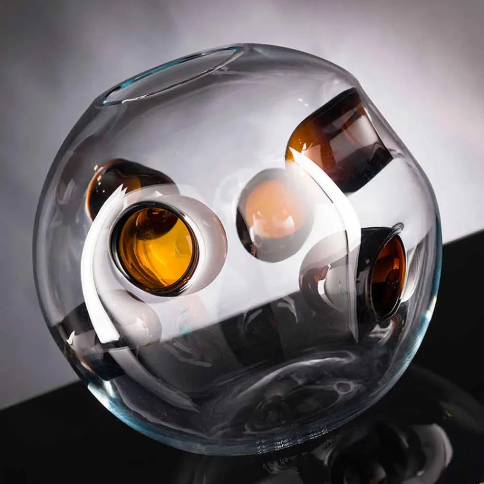 مزهرية دائرية داخلية من زجاج مورانو المنفوخ، صنع في إيطاليا - كيمو Viadurini