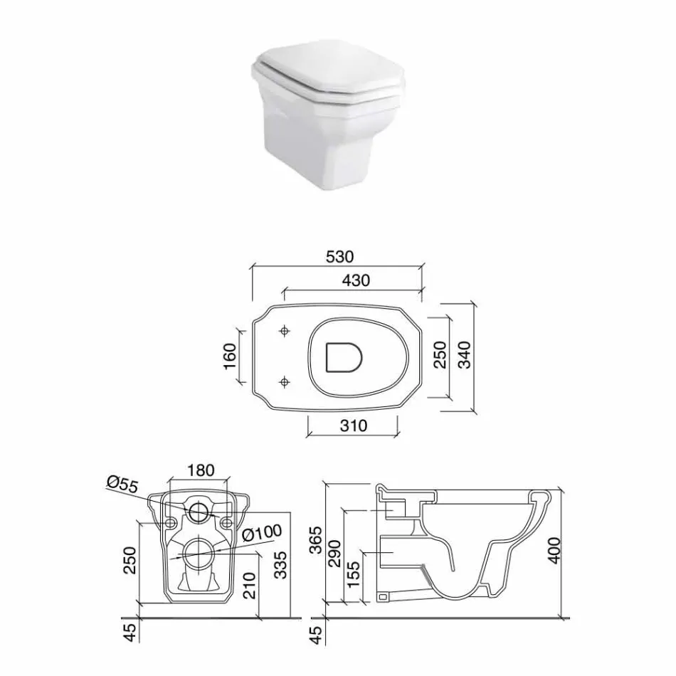 مزهرية خزفية بيضاء معلقة على الطراز الكلاسيكي، صنع في إيطاليا - نوسيكا Viadurini