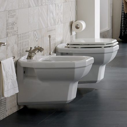 مزهرية خزفية بيضاء معلقة على الطراز الكلاسيكي، صنع في إيطاليا - نوسيكا Viadurini