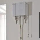 مزهرية أرضية من السيراميك الأبيض بمقعد أسود، صنع في إيطاليا - نوسيكا Viadurini