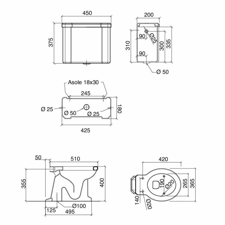 مزهرية سيراميك أرضية مع كاسيت صنع في إيطاليا - مروة Viadurini