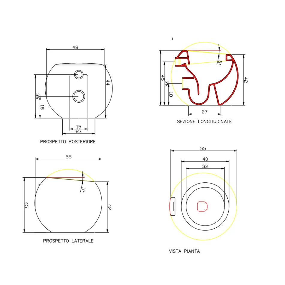 تصميم مزهرية حمام كروية من السيراميك صنع في إيطاليا، فانا Viadurini
