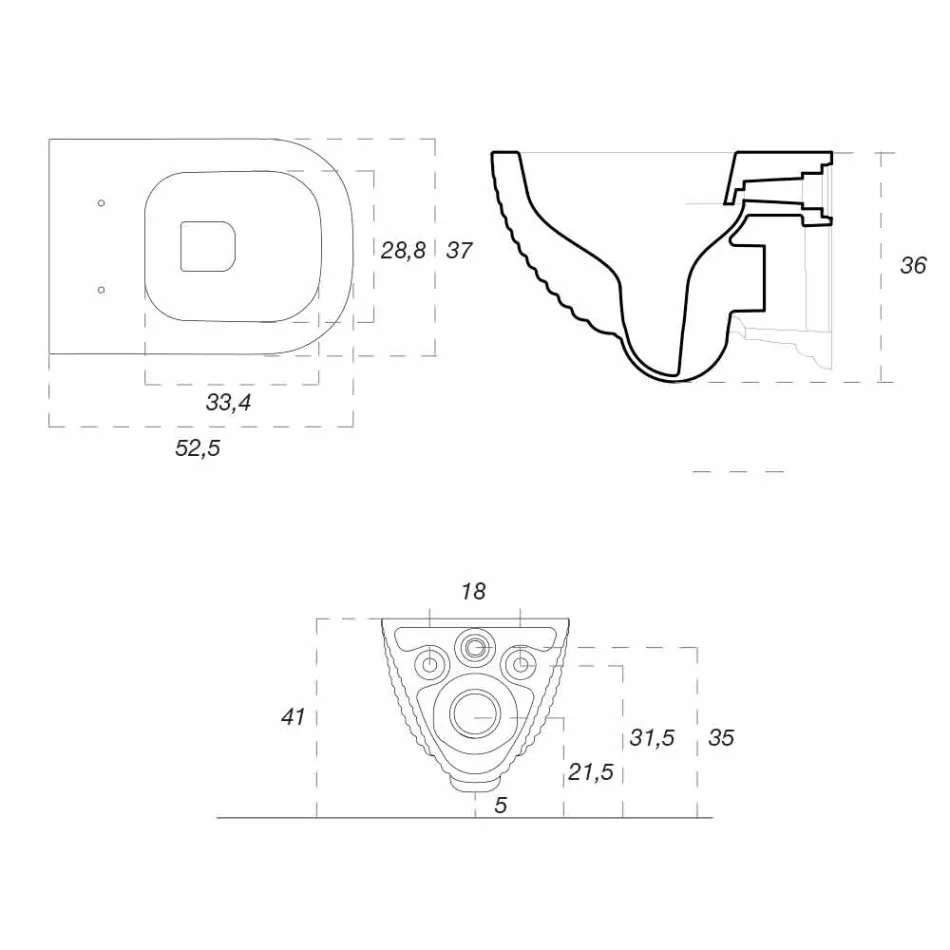 مرحاض معلق حديث من السيراميك الأبيض أو ترابيا الملونة Viadurini