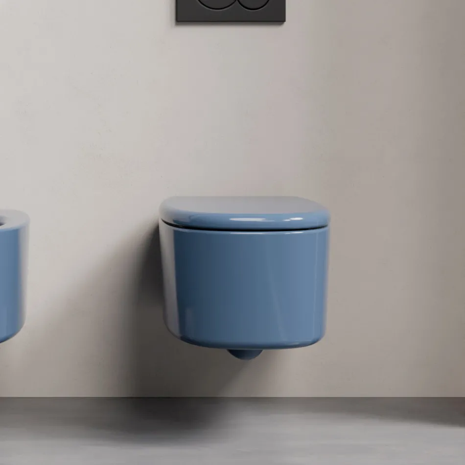 مرحاض سيراميكي معلق على الحائط بألوان متنوعة، صنع في إيطاليا - للبنات Viadurini