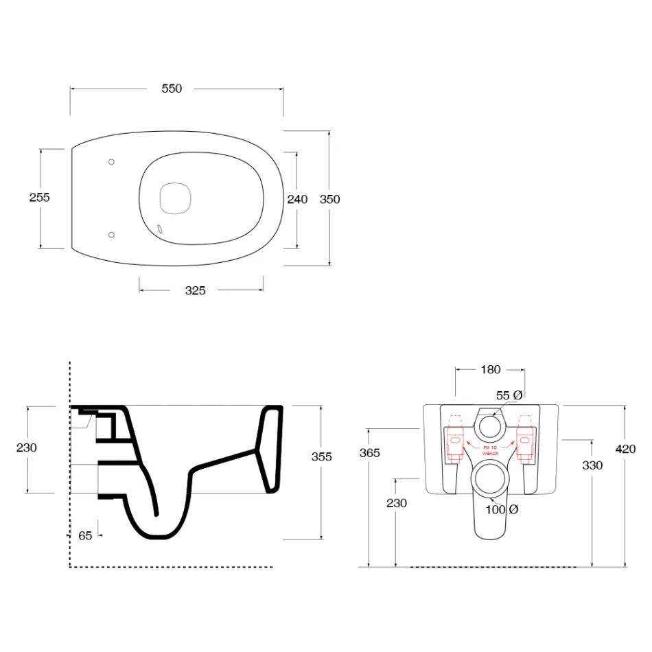 مرحاض سيراميكي معلق على الحائط بألوان متنوعة، صنع في إيطاليا - للبنات Viadurini